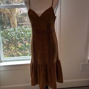 Chic Brown Midi Dress with Spaghetti Straps